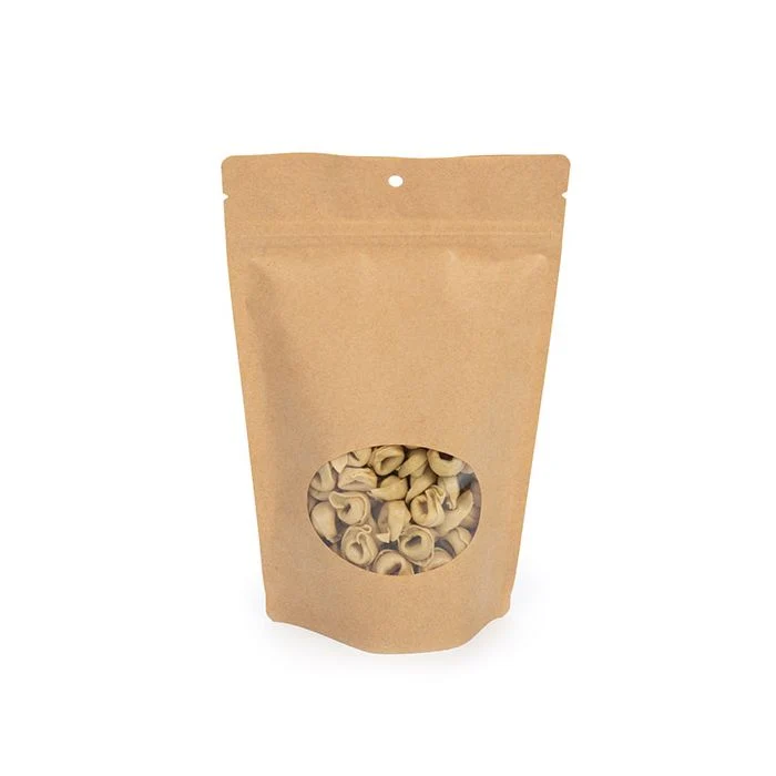 Kraft Stå upp påsar med ovalt fönster 15 x 9 x 23 cm (100 st) [ZBGO7KH]