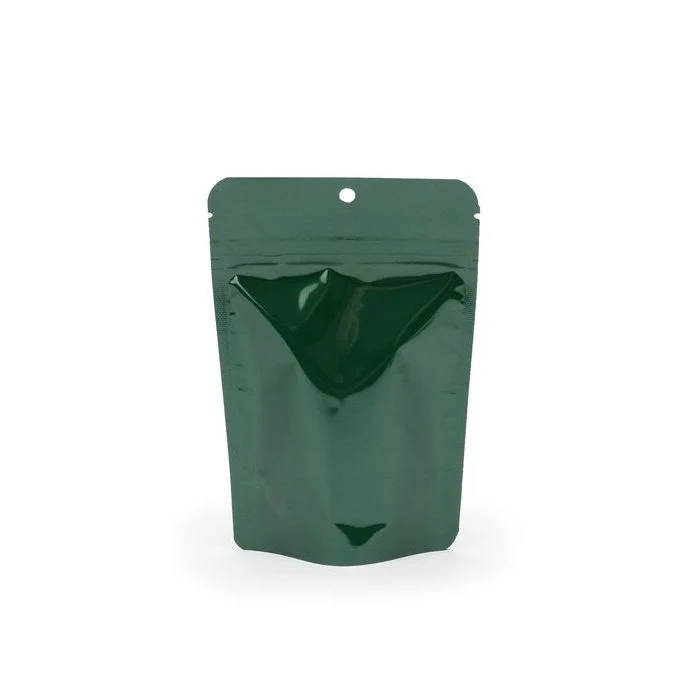 Hunter Green Metalliserad Stå upp påsar 10 x 6 x 15 cm med upphängningshål (100 st) [ZBGM2HHGH]