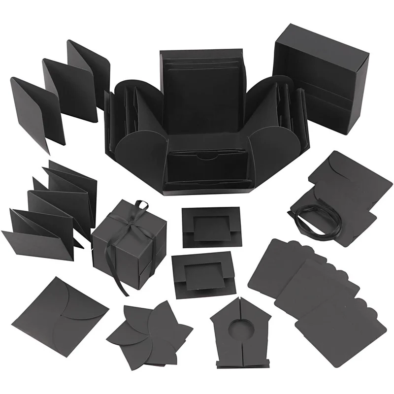 Exploding Box, stl. 7x7x7,5+12x12x12 cm, svart, 1 st. [HOB-25378]