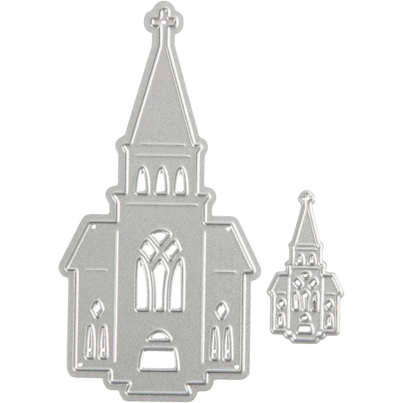 Skär och prägelschablon, kyrkor, stl. 46x91+18x35 mm, 1 st. [HOB-118012]