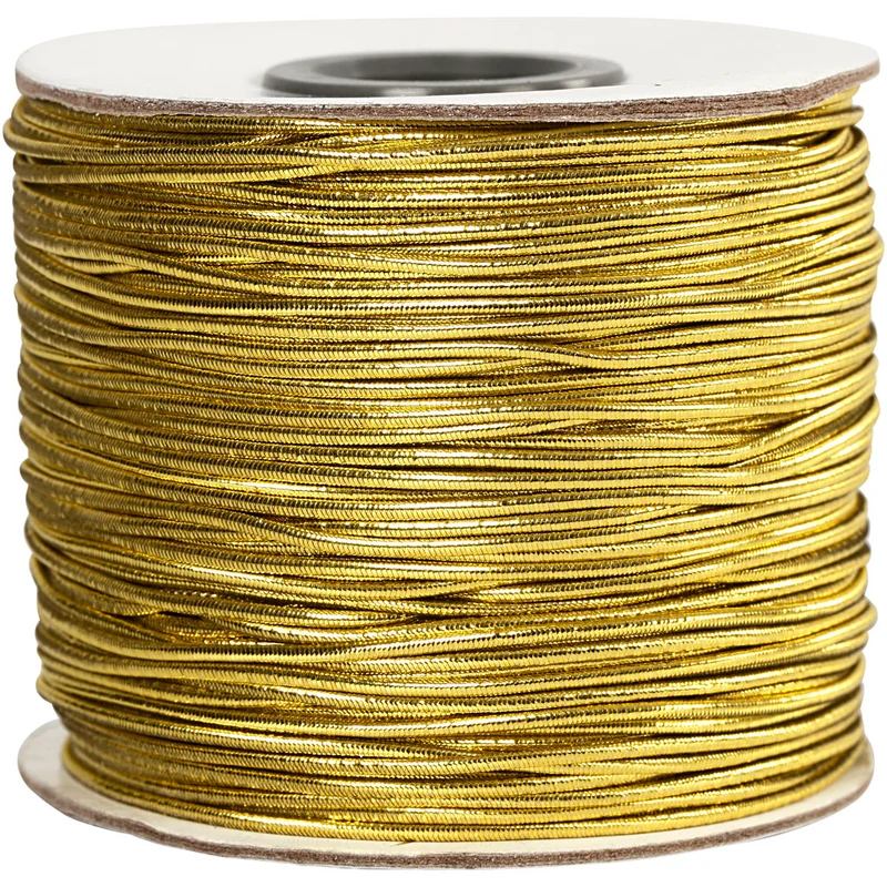 Elastiskt snöre, tjocklek 1 mm, guld, 100 m/ 1 rl. [HOB-41047]