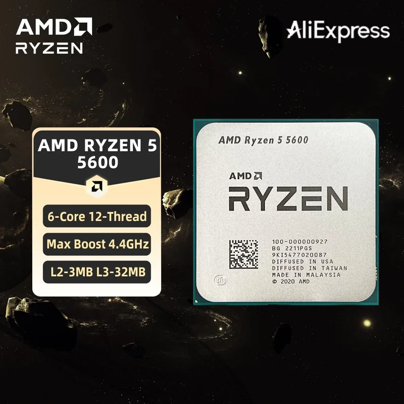 AMD Ryzen 5 5600 AM4 CPU – 6-Core, 4.4GHz Boost, 32MB Cache