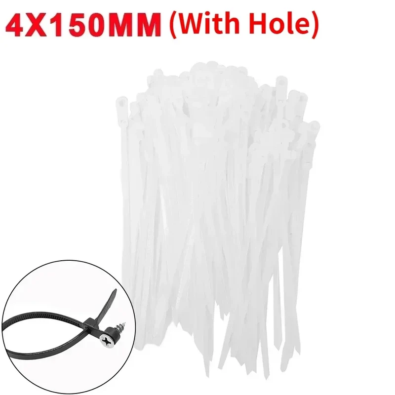 Self-Locking Nylon Cable Ties with Screw Hole Mount 100–200pcs