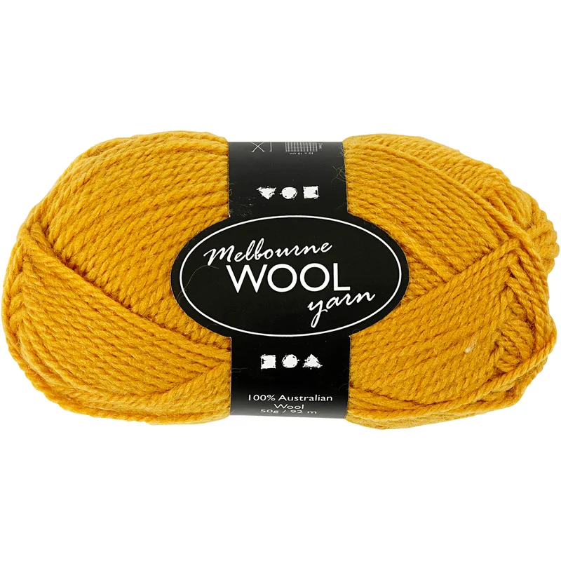 Melbourne ullgarn, L: 92 M, mörkgul, 50 g/ 1 nystan [HOB-44714]