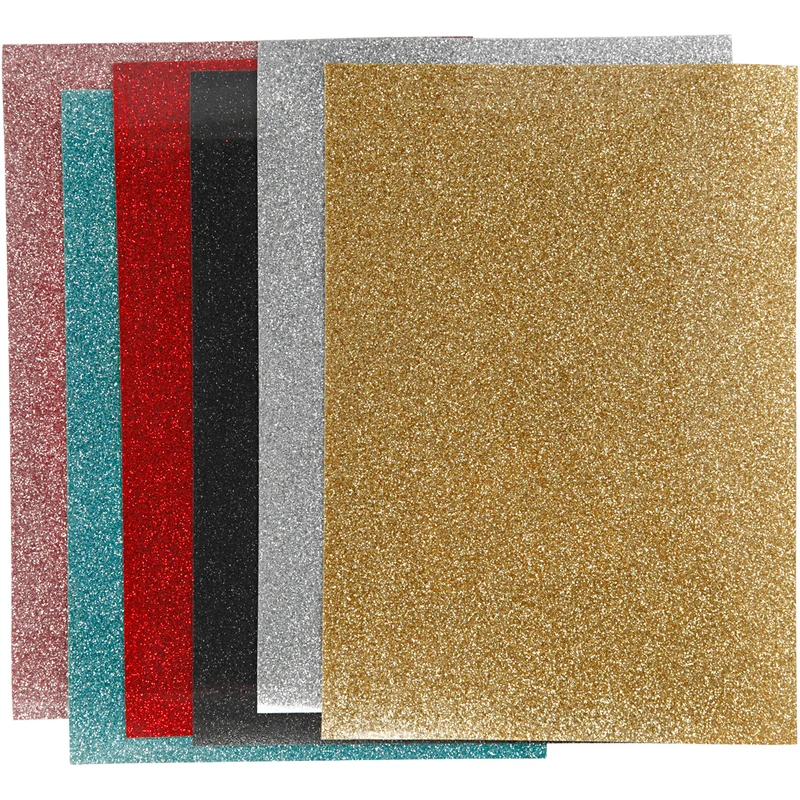 Stryktyg, ark 148x210 mm, glitter, mixade färger, 6 ark/ 1 förp. [HOB-443370]