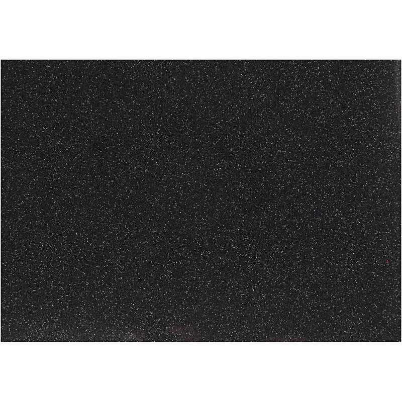 Stryktyg, A5, ark 148x210 mm, glitter, svart, 1 ark [HOB-44329]