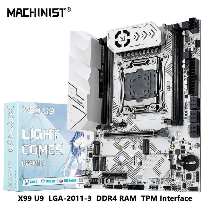 MACHINIST X99 U9 Motherboard – LGA2011-3, DDR4, 3x NVMe M.2, White Armor