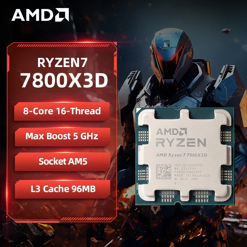 AMD Ryzen 7 7800X3D AM5 Gaming CPU – 8-Core, 5GHz, 3D V-Cache