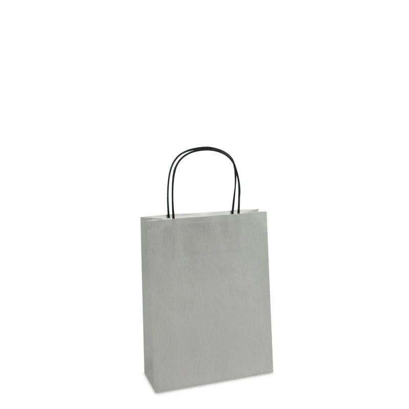 Papperskassar Silver 18 + 7 x 24 cm Tvinnade handtag + Bottenkartong (250 st.) [FP-007024]
