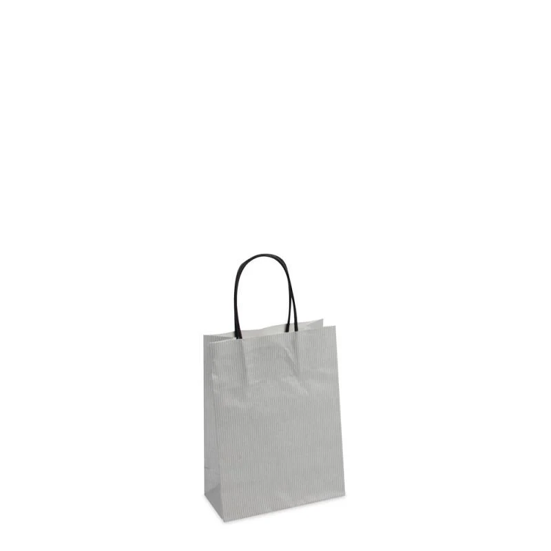 Papperskassar Silver 14 + 7 x 19 cm Tvinnade handtag + Bottenkartong (250 st.) [FP-007019]