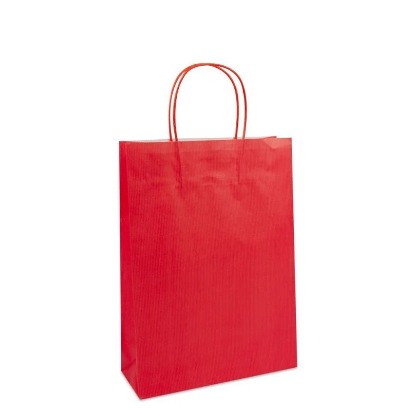 Papperskassar Röd 25 + 10 x 35 cm Tvinnade handtag + Bottenkartong (100 st.) [FP-006035]