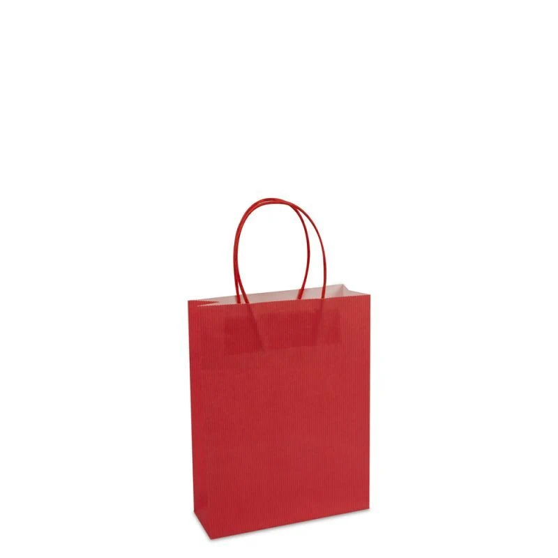 Papperskassar Röd 18 + 7 x 24 cm Tvinnade handtag + Bottenkartong (100 st.) [FP-006024]