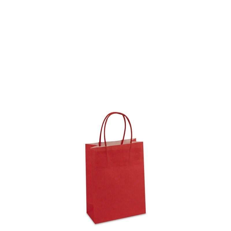 Papperskassar Röd 14 + 7 x 19 cm Tvinnade handtag + Bottenkartong (250 st.) [FP-006019]