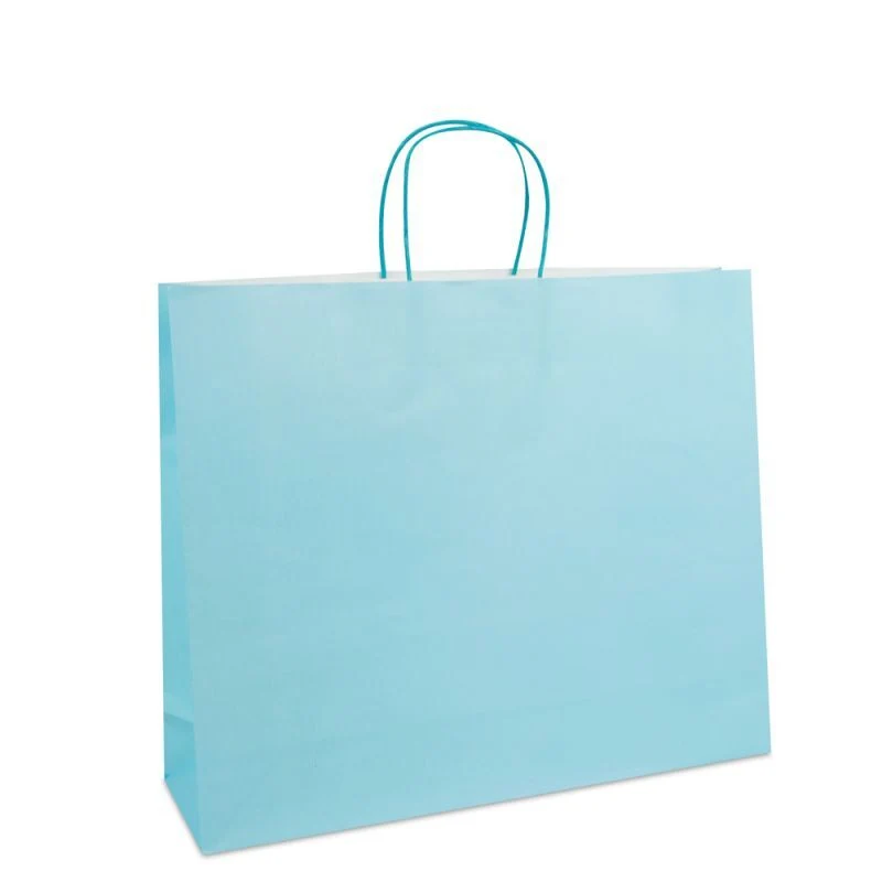 Papperskassar Blå 42 + 12 x 35 cm Tvinnade handtag + Bottenkartong (250 st.) [FP-005042]