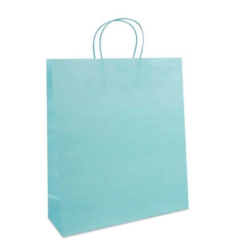 Papperskassar Blå 35 + 12 x 40 cm Tvinnade handtag + Bottenkartong (250 st.) [FP-005040]