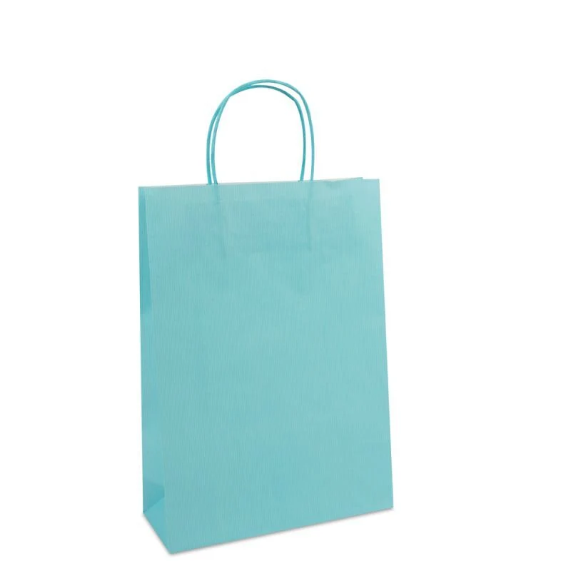 Papperskassar Blå 25 + 10 x 35 cm Tvinnade handtag + Bottenkartong (250 st.) [FP-005035]