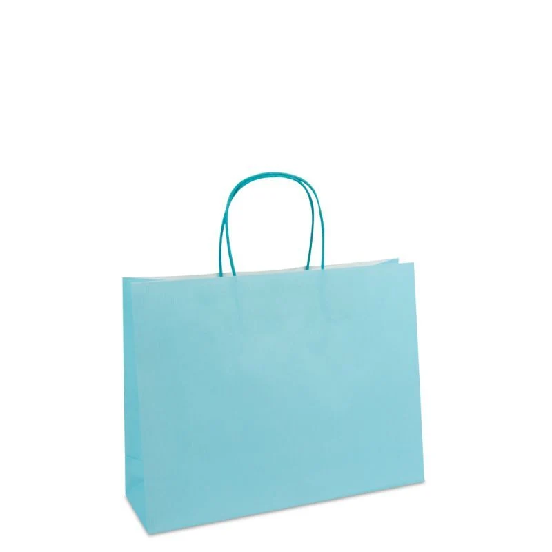 Papperskassar Blå 32 + 10 x 25 cm Tvinnade handtag + Bottenkartong (250 st.) [FP-005032]