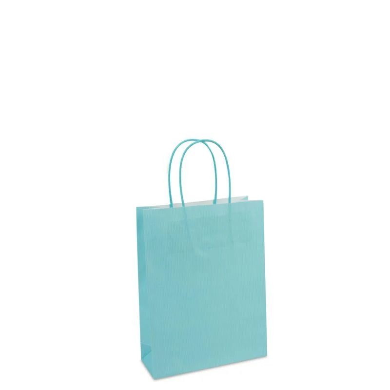 Papperskassar Blå 18 + 7 x 24 cm Tvinnade handtag + Bottenkartong (250 st.) [FP-005024]