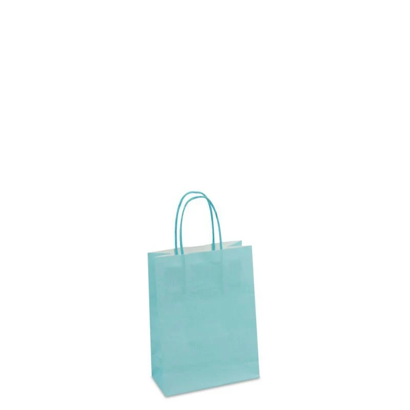 Papperskassar Blå 14 + 7 x 19 cm Tvinnade handtag + Bottenkartong (250 st.) [FP-005019]