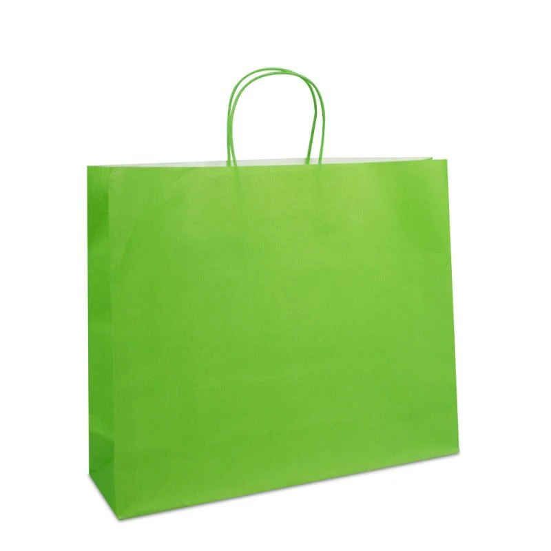 Papperskassar Grön 42 + 12 x 35 cm Tvinnade handtag + Bottenkartong (250 st.) [FP-004042]