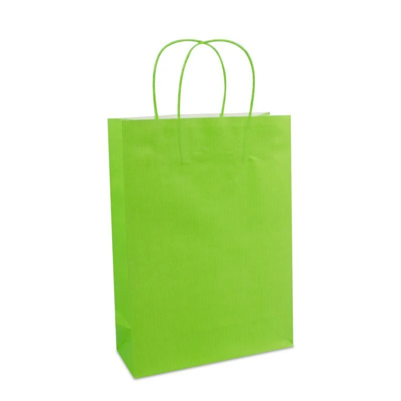 Papperskassar Grön 25 + 10 x 35 cm Tvinnade handtag + Bottenkartong (250 st.) [FP-004035]