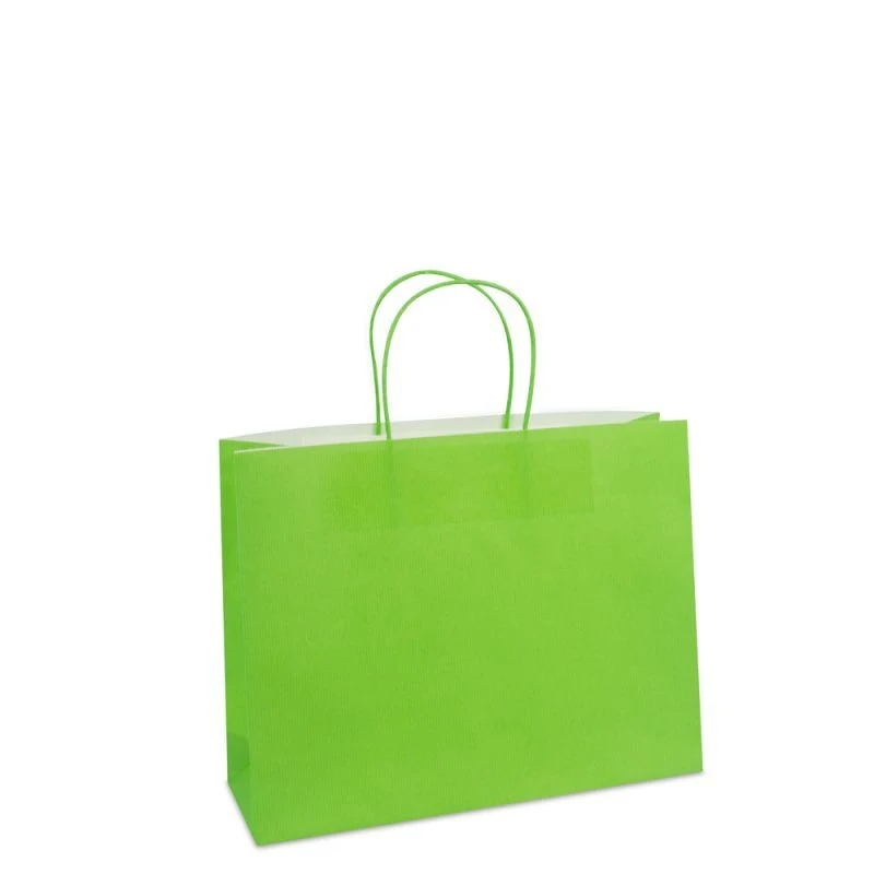 Papperskassar Grön 32 + 10 x 25 cm Tvinnade handtag + Bottenkartong (250 st.) [FP-004032]