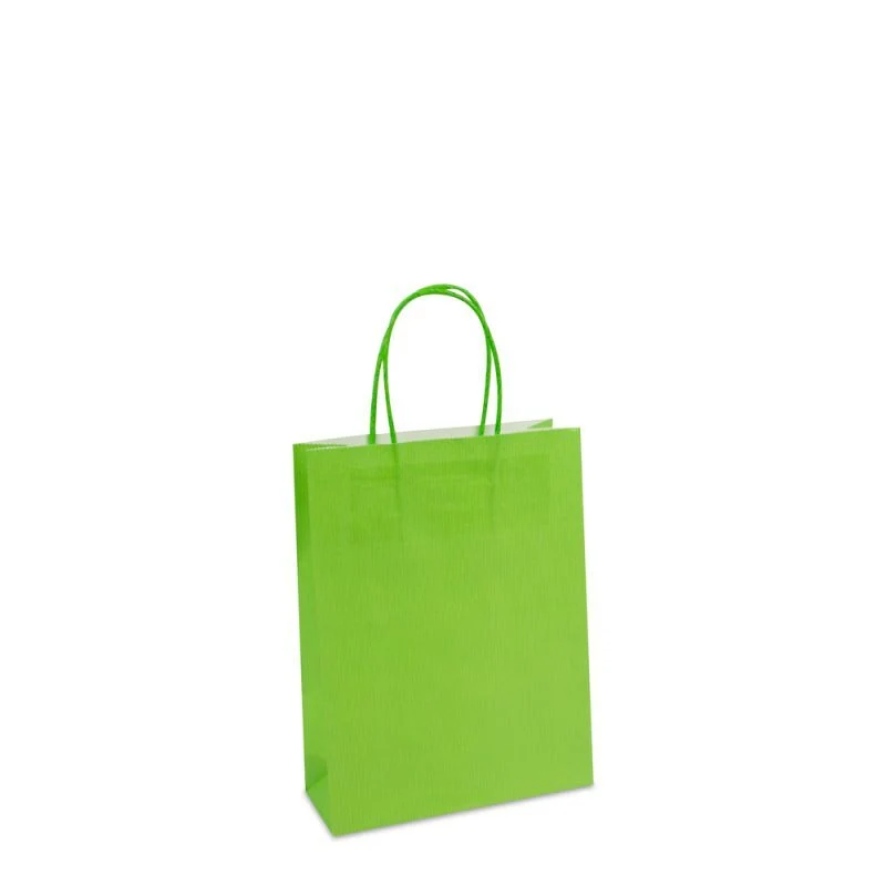 Papperskassar Grön 18 + 7 x 24 cm Tvinnade handtag + Bottenkartong (250 st.) [FP-004024]