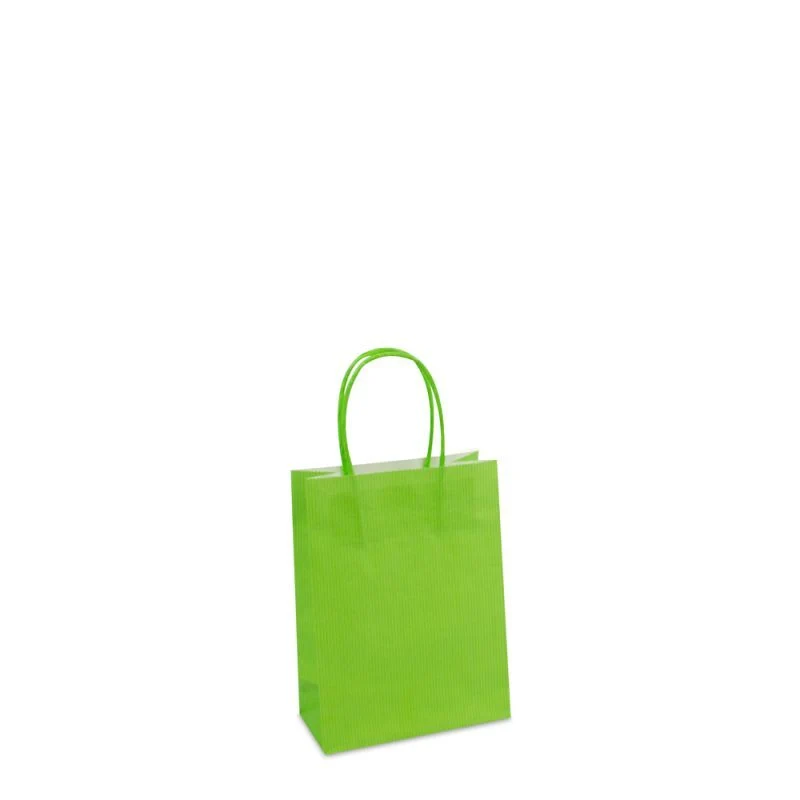 Papperskassar Grön 14 + 7 x 19 cm Tvinnade handtag + Bottenkartong (250 st.) [FP-004019]
