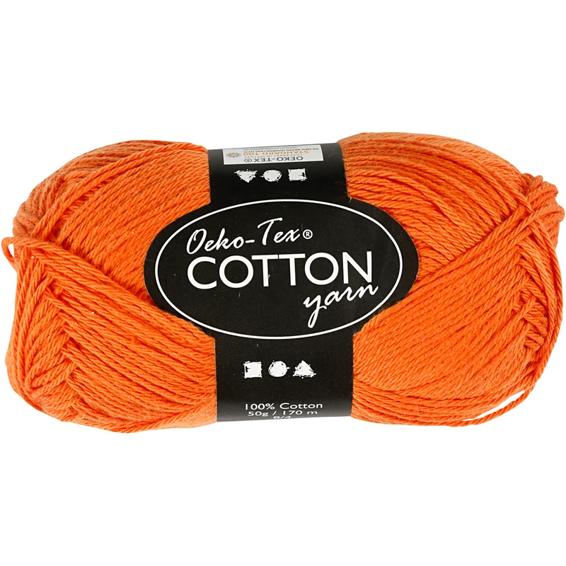 Bomullsgarn, nr. 8/4, L: 170 M, sticka 3-3,5, orange, 50 g/ 1 nystan [HOB-431090]