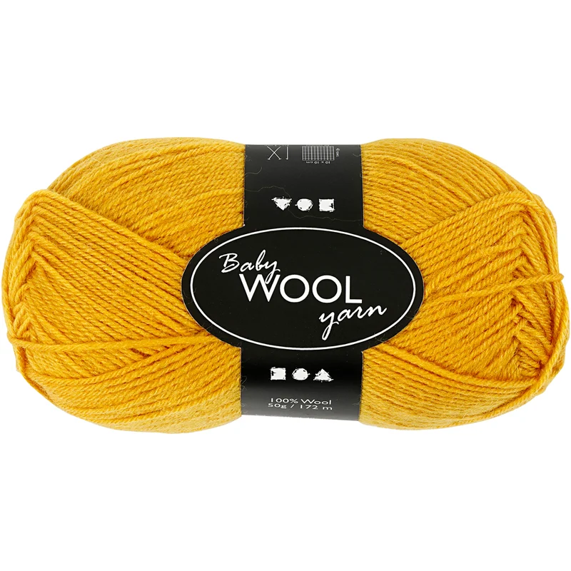 Babygarn, L: 172 M, mörkgul, 50 g/ 1 nystan [HOB-41349]