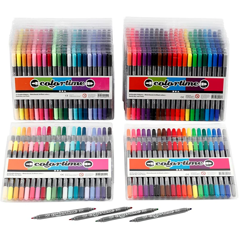 Colortime Dubbeltusch, spets 2,3+3,6 mm, standardfärger, kompletterande färger, 24 förp./ 1 förp. [HOB-37993]