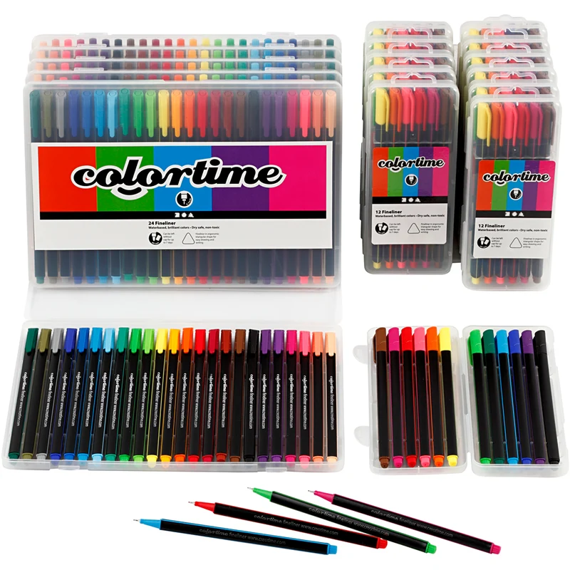 Colortime Fineliner-tuschpennor, spets 0,6-0,7 mm, mixade färger, 18 förp./ 1 förp. [HOB-373650]