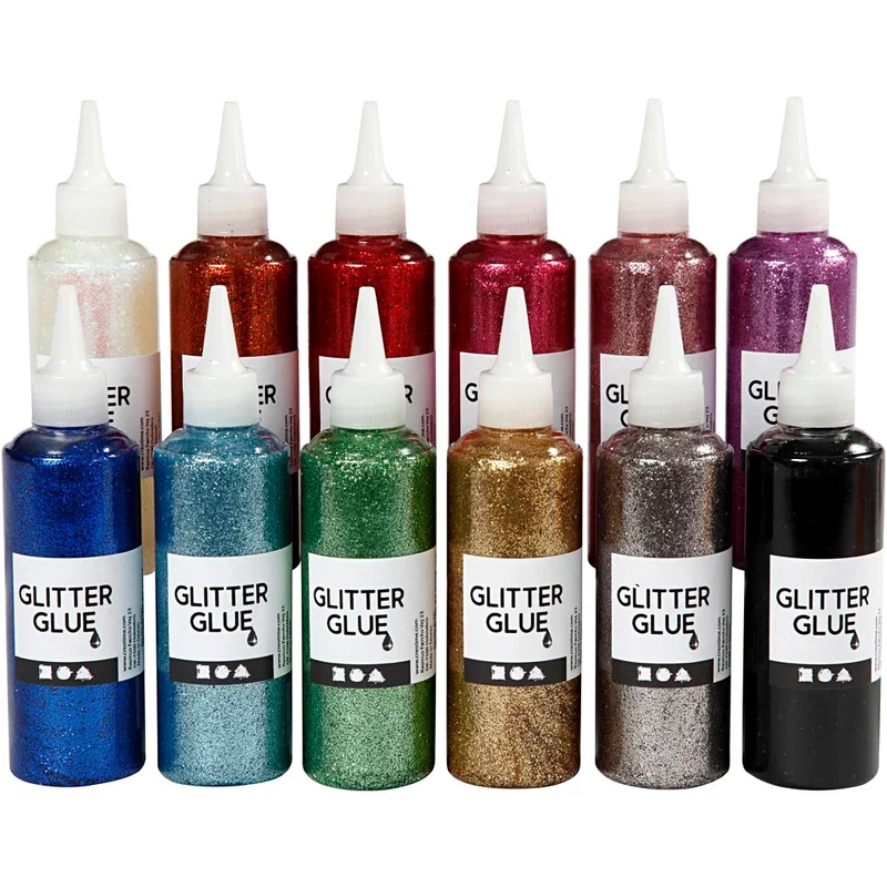 Glitterlim, mixade färger, 12x118 ml/ 1 förp. [HOB-31820]