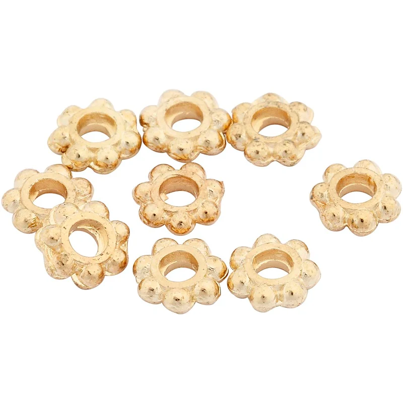 Ledpärlor, Dia. 6 mm, Hålstl. 2 mm, förgylld, 100 st./ 1 förp. [HOB-61043]