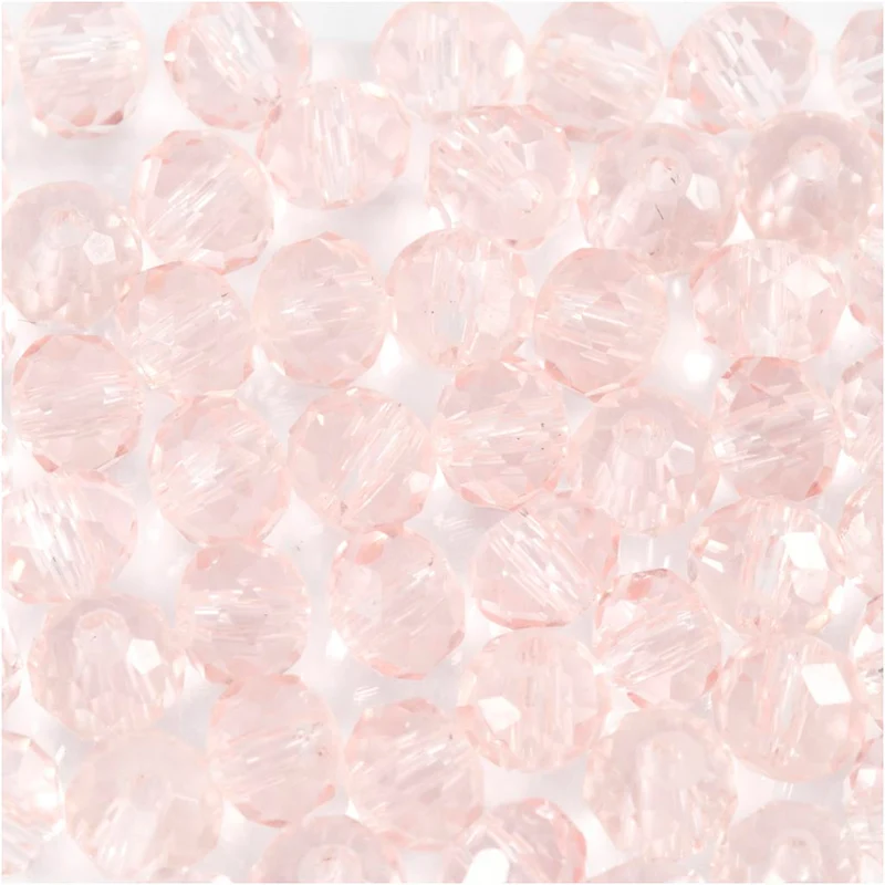Glaspärlor, Dia. 4 mm, Hålstl. 1 mm, ljusrosa, 45 st./ 1 förp. [HOB-60992]