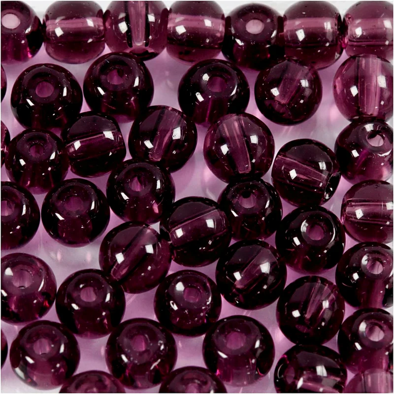 Glaspärlor, Dia. 4 mm, Hålstl. 1 mm, lila, 45 st./ 1 förp. [HOB-60990]