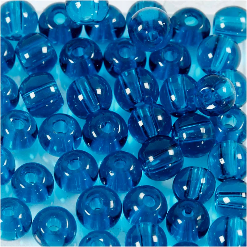 Glaspärlor, Dia. 4 mm, Hålstl. 1 mm, turkos, 45 st./ 1 förp. [HOB-60989]