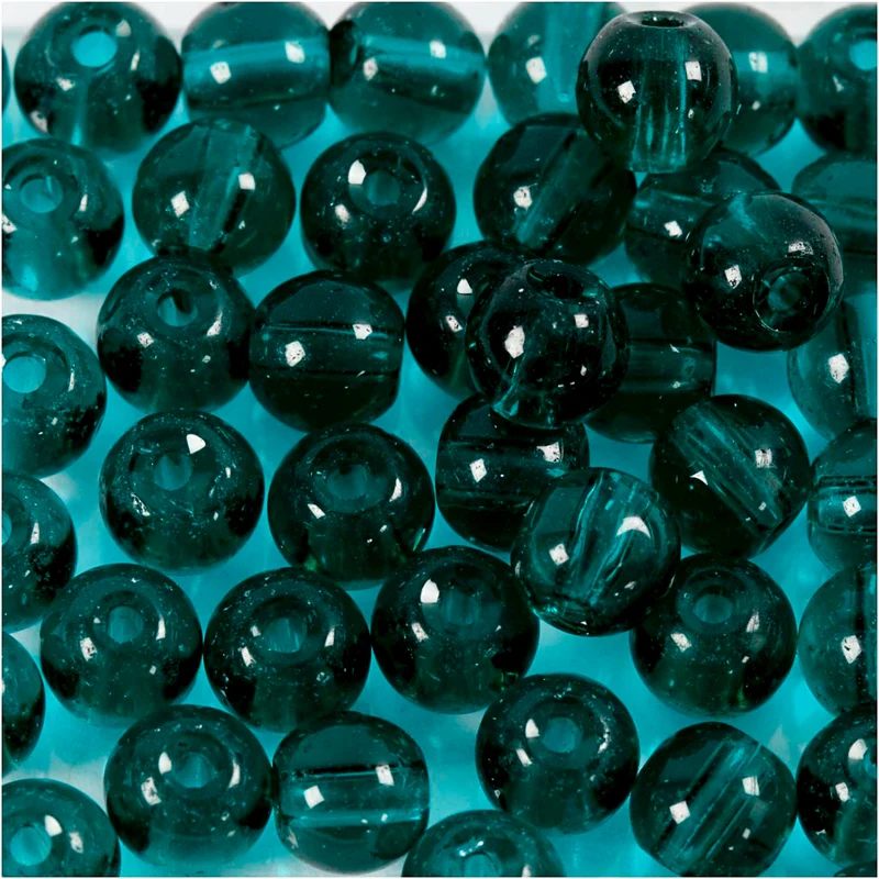 Glaspärlor, Dia. 4 mm, Hålstl. 1 mm, grön, 45 st./ 1 förp. [HOB-60988]