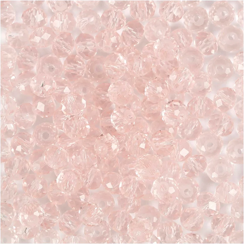 Facettpärlor, Dia. 4 mm, Hålstl. 1 mm, ljusrosa, 45 st./ 1 förp. [HOB-60982]