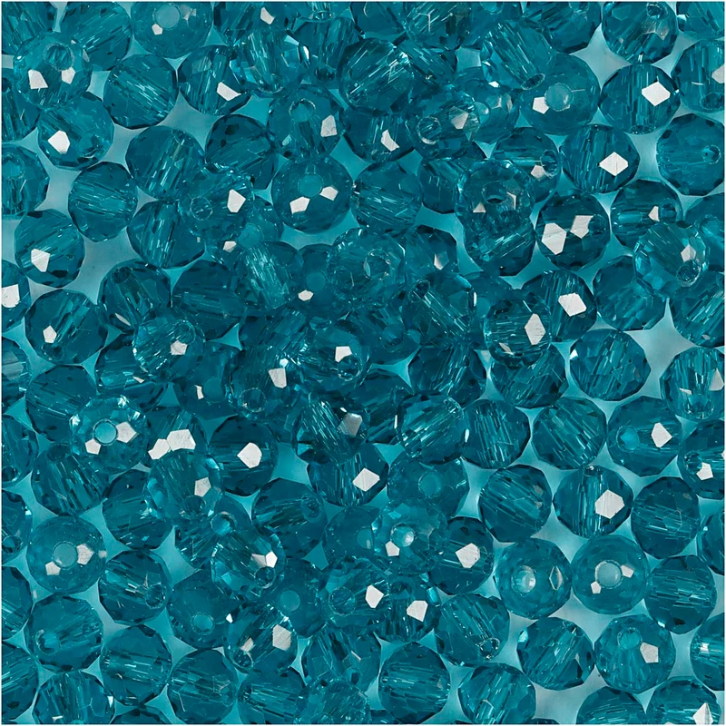 Facettpärlor, Dia. 4 mm, Hålstl. 1 mm, turkos, 45 st./ 1 förp. [HOB-60979]