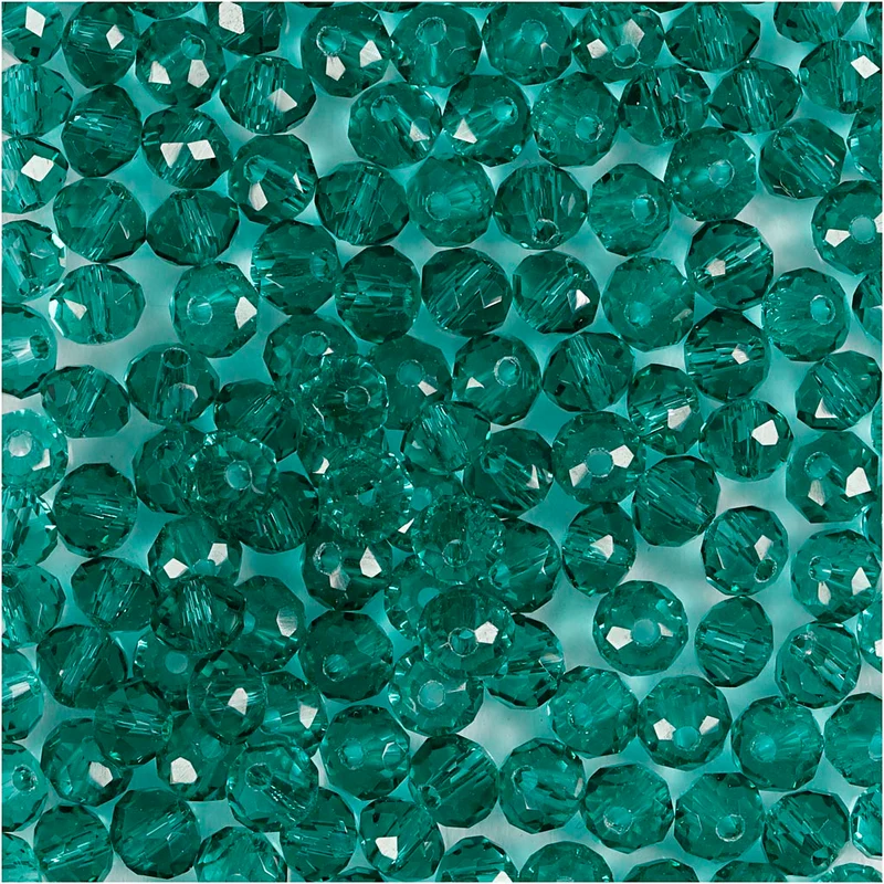 Facettpärlor, Dia. 4 mm, Hålstl. 1 mm, grön, 45 st./ 1 förp. [HOB-60978]