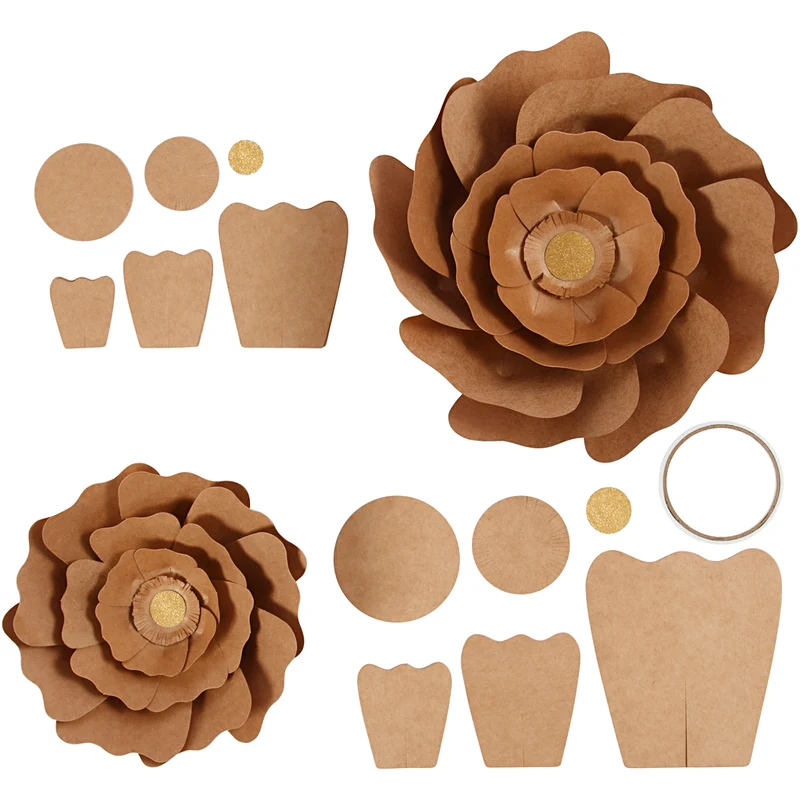 Pappersblommor, Dia. 15+25 cm, natur, 2 st./ 1 förp. [HOB-599916]