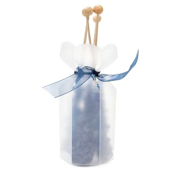 Frostiga presentaskar av plast med blomma 4,9x4,9x7,6cm (25 st) [FS354F]