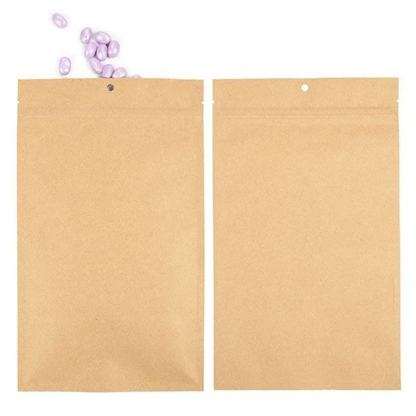 Blixtlåspåsar Kraft hängander 15,2 x 23,5 cm med rivningsknappar (100 st) [HZBB7K]