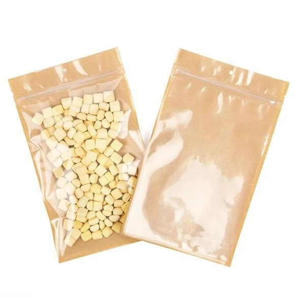 Kraftbarriärpåsar med klar framsida 15,2 x 23,5 cm med revnedrag (100 st) [HZB7KC]