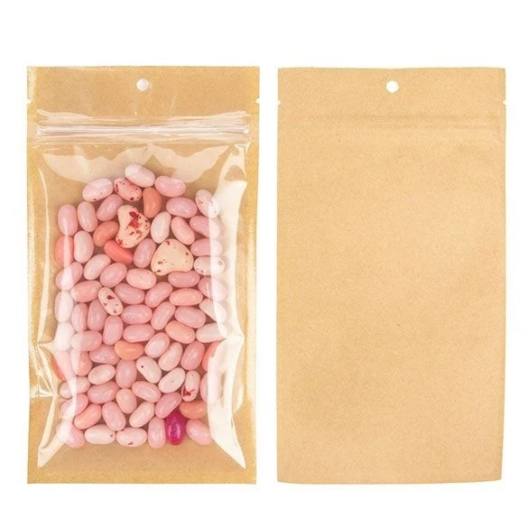 Kraftbarriärpåsar med klar framsida 10,2 x 16,5 cm med revnedragningar (100 st) [HZB5KC]