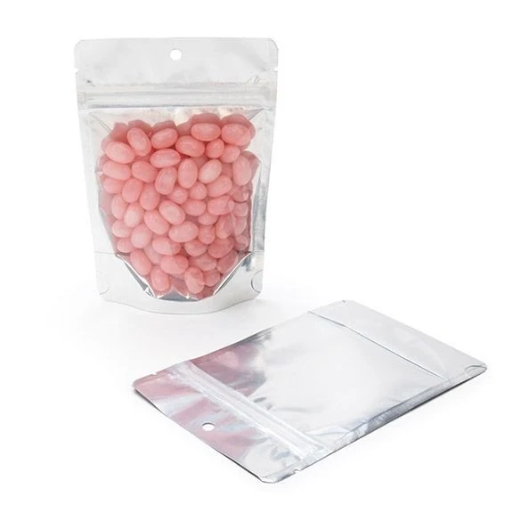Stå upp påsar Transparent/Svart 10.2x6x15.2cm | 57 gram med upphängningshål (100 st) [ZBGB2H]