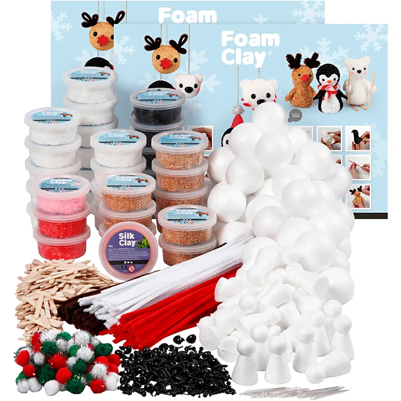 Grupp DIY Kit Polardjur av Foam Clay®, mixade färger, 1 set [HOB-78900]