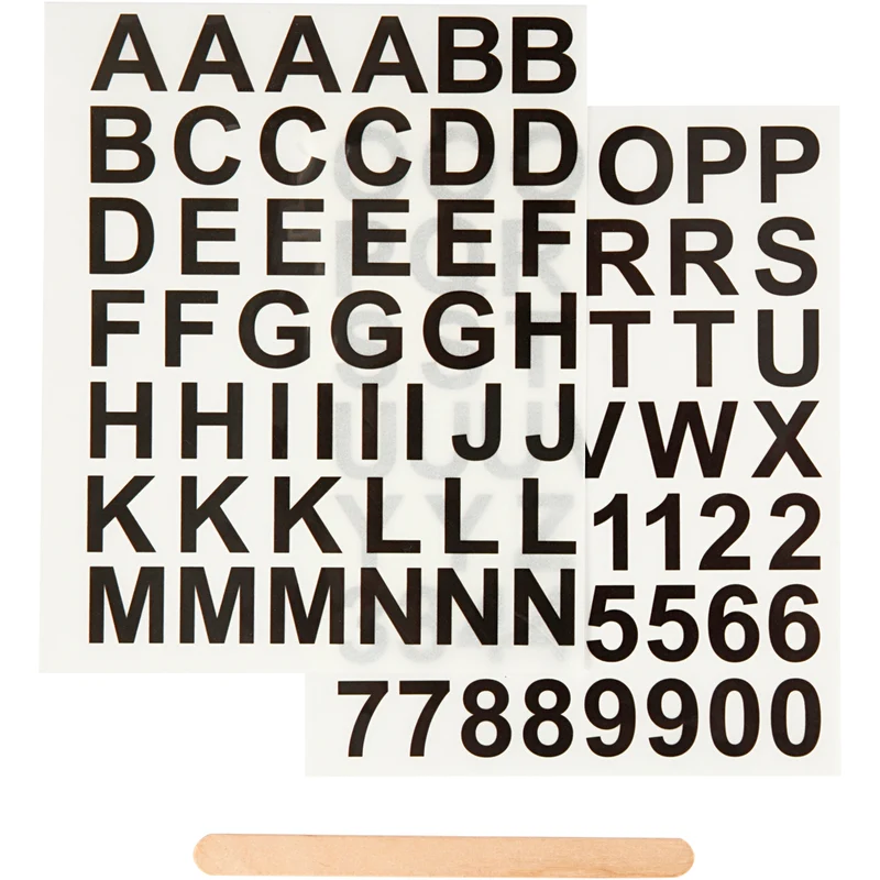 Rub-on Stickers, bokstäver och siffror, H: 17 mm, B: 17 mm, ark 12,2x15,3 cm, svart, 1 förp. [HOB-283966]