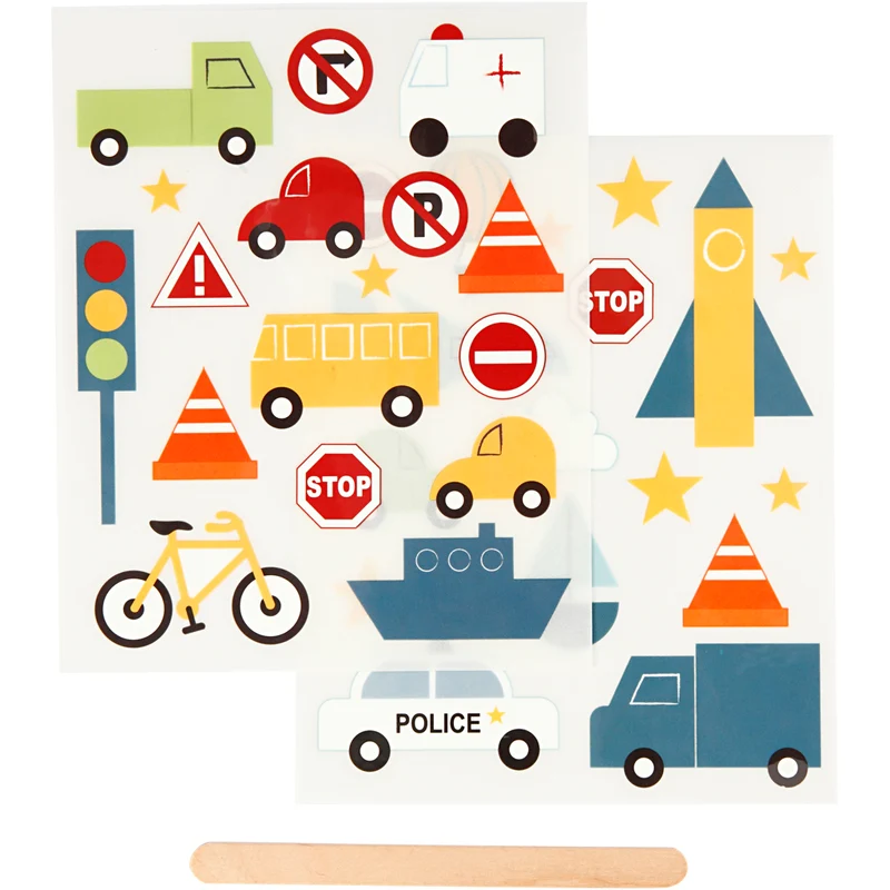 Rub-on Stickers, transport, ark 12,2x15,3 cm, 1 förp. [HOB-283961]